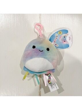 🍁Squishmallows Janet the Jellyfish Clip – 3.5–4” – Pastel Tie-Dye – NWT
